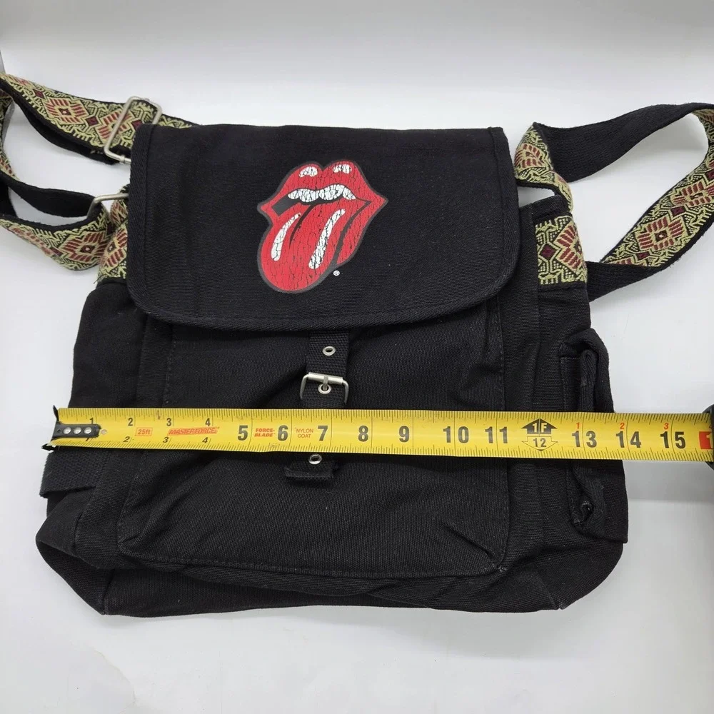 Vintage Rolling Stones Messenger Bag Rock & Roll Music Black Fabric